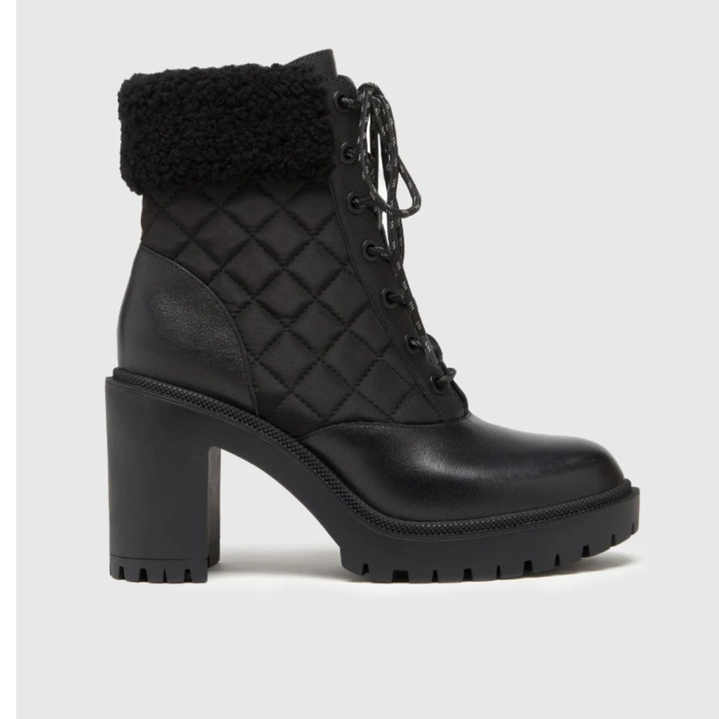 Paige New Bryce Quilted Lace Up Shearling Lined Boot- Black Size 10